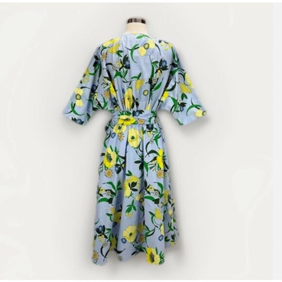 INC‎ Mabel Poplin Belted Midi Dress Floral Bouquet Wedding Guest Summer Colorful - Picture 7 of 16